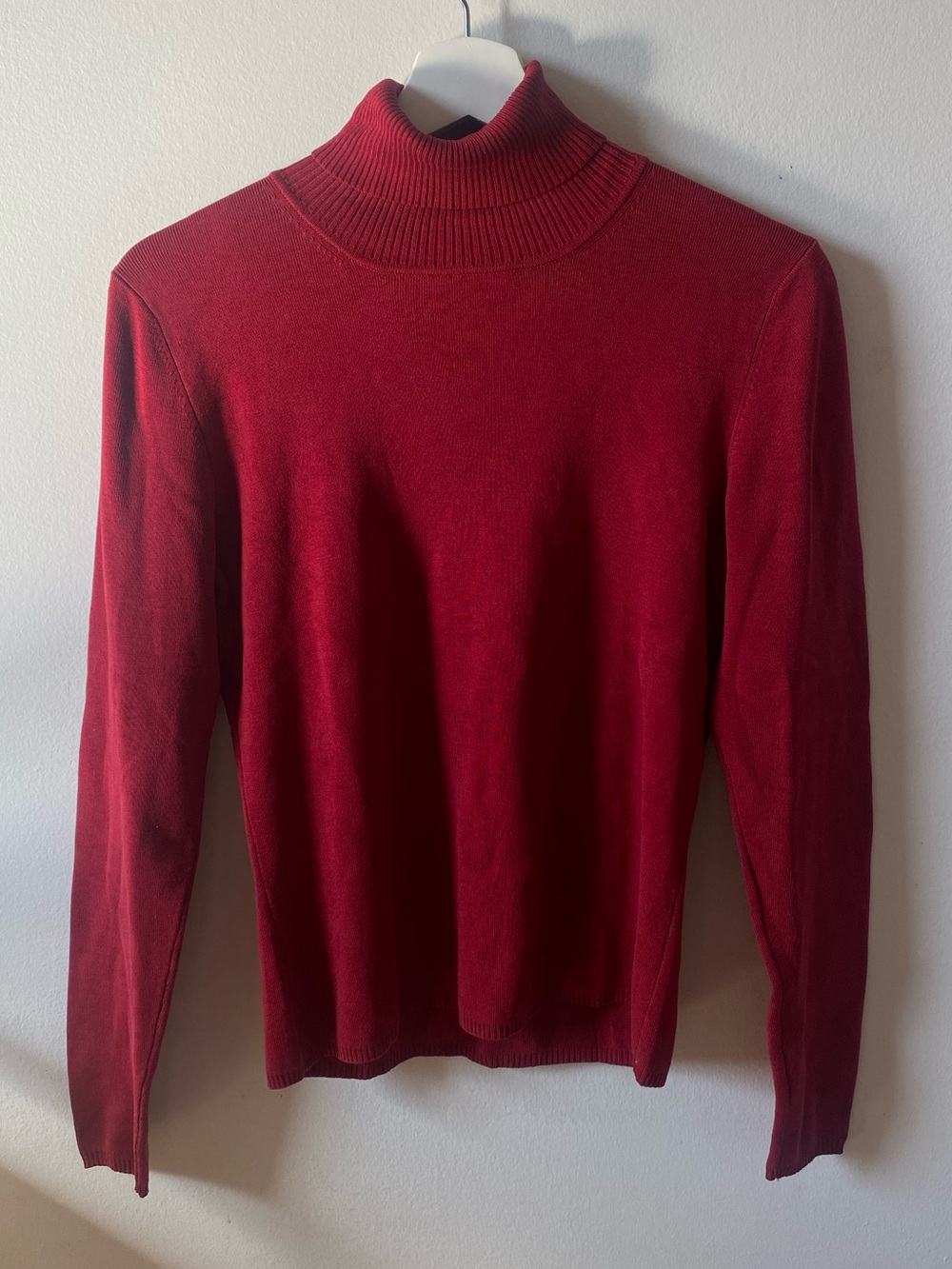 Red Silk Blend Turtleneck Crimson Red Size Small
